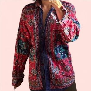Vintage Patterned Button-Up Shirt